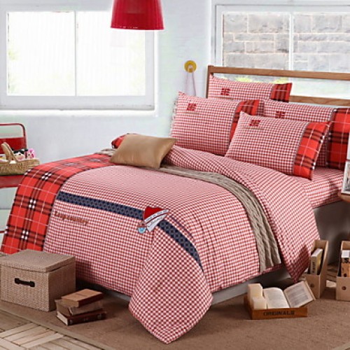 Solid Cotton 4 Piece Duvet Cover Sets