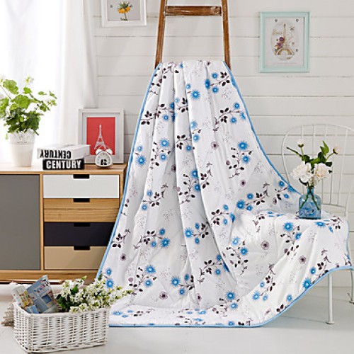 Floral / Botanical Printed 100% Mulberry Silk Quilt for Summer Air Conditioner Room W59"×L79"(W150 x L200cm)