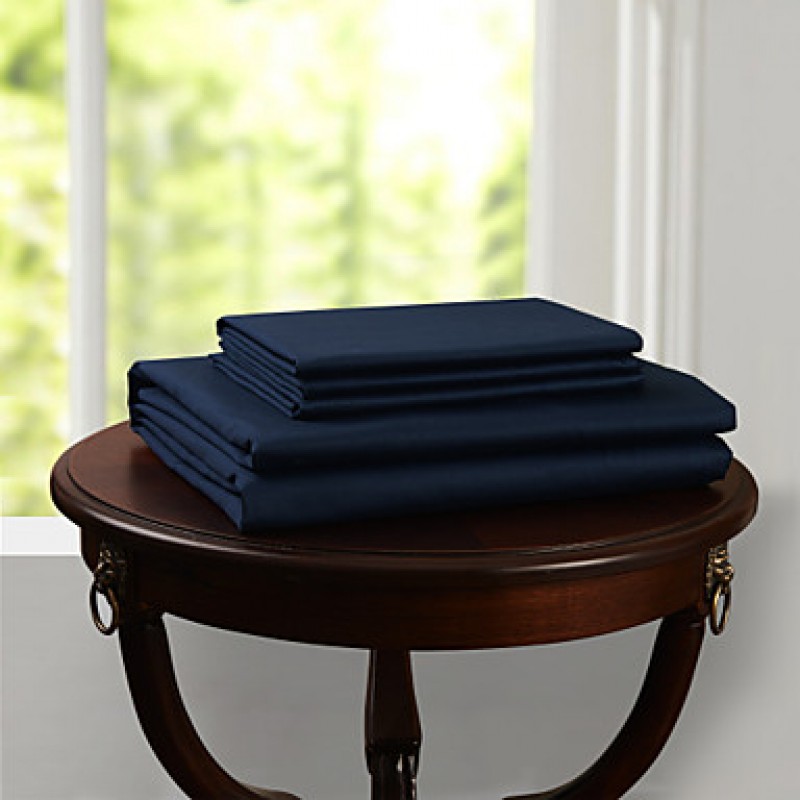 Flat sheet, 300 TC 100% Cotton Solid Dark Blue