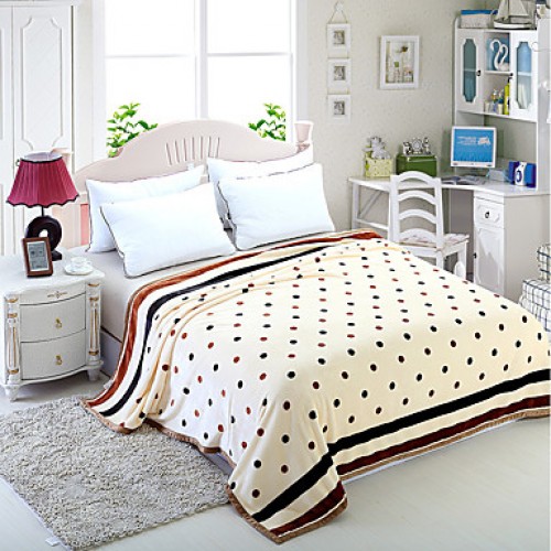 Recommend Chocolate Dots 100% Flannel Blanket New Super Soft Sofa FleecePlaid For Home Bedding