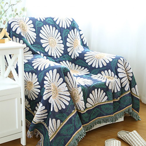 Cotton Daisies Thickening Line Decorative Carpet Sofa Towel Blanket