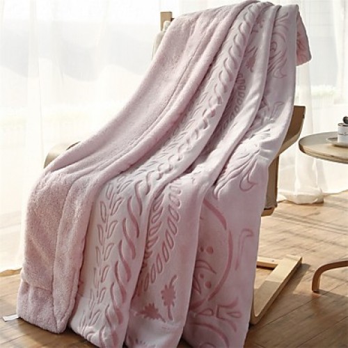 Flannel Blankets Bed BlanketW70"×L79""Super Soft Warm and Easy Care Floral Pattern