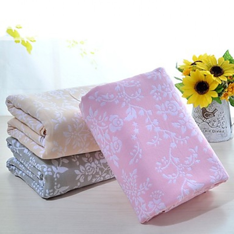 Knitted Multi-color Floral Full Cotton Blanket W59...