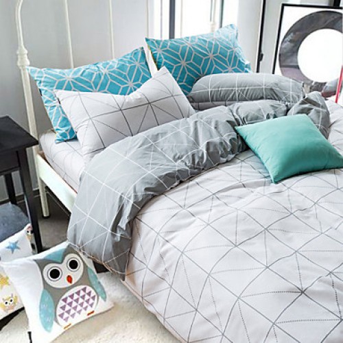 Reactive Printing 4pcs Bedding Fresh Set Bedsheet Duvet Cover Pillowcase Home Textile Bed Clothes